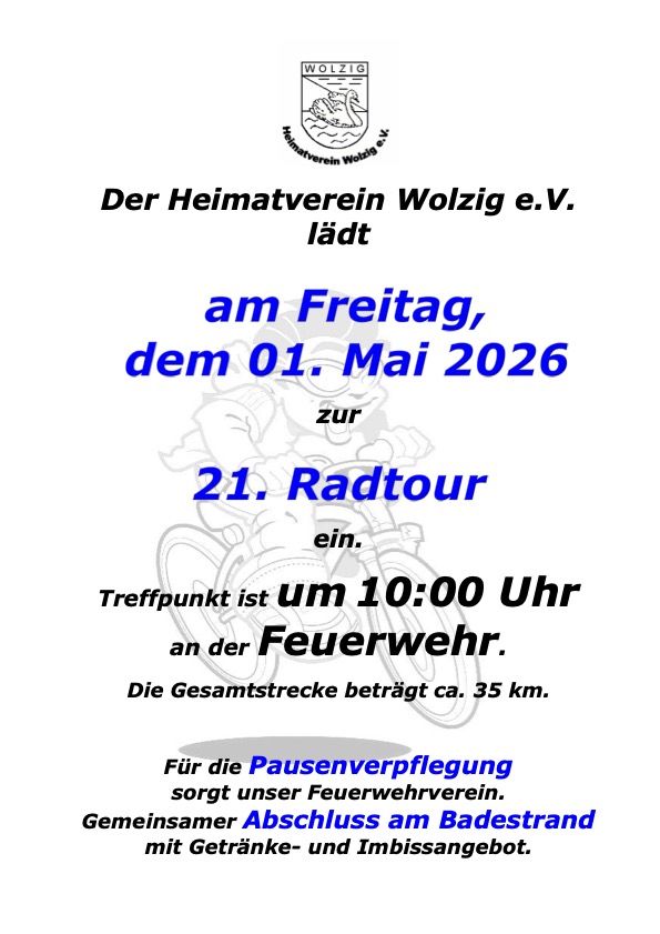 radtour heimatverein wolzig 2026